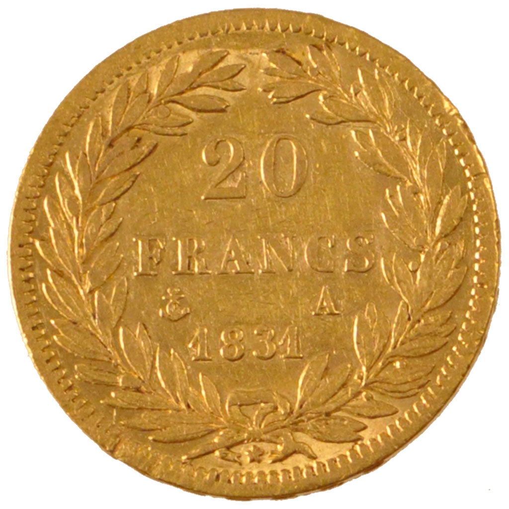 FRANCE, Louis-Philippe, 20 Francs, 1831, Paris, KM #746.1, EF(40-45), Gold,...