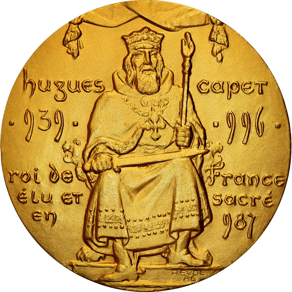 France, Medal, Hugues Capet , Anniversaire des 1000 Ans, History, 1987, Revol