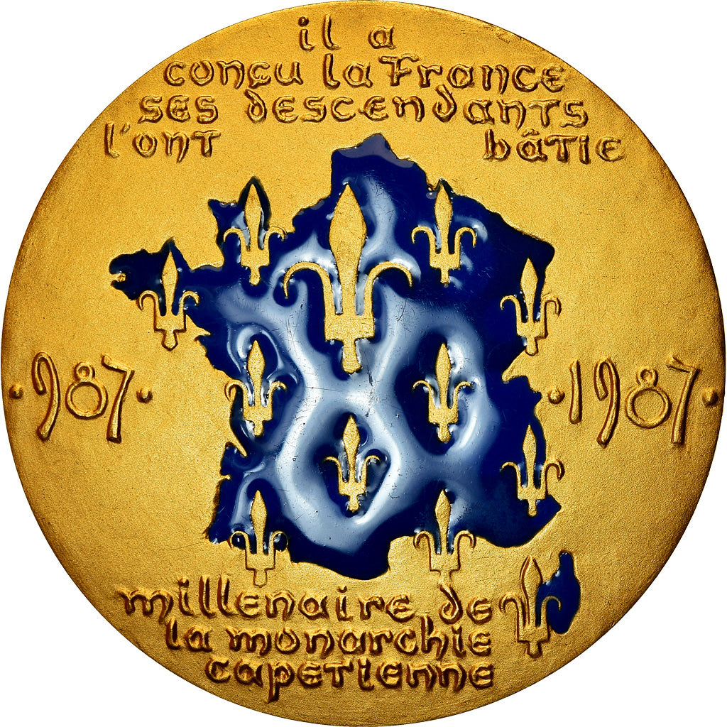 France, Medal, Hugues Capet , Anniversaire des 1000 Ans, History, 1987, Revol