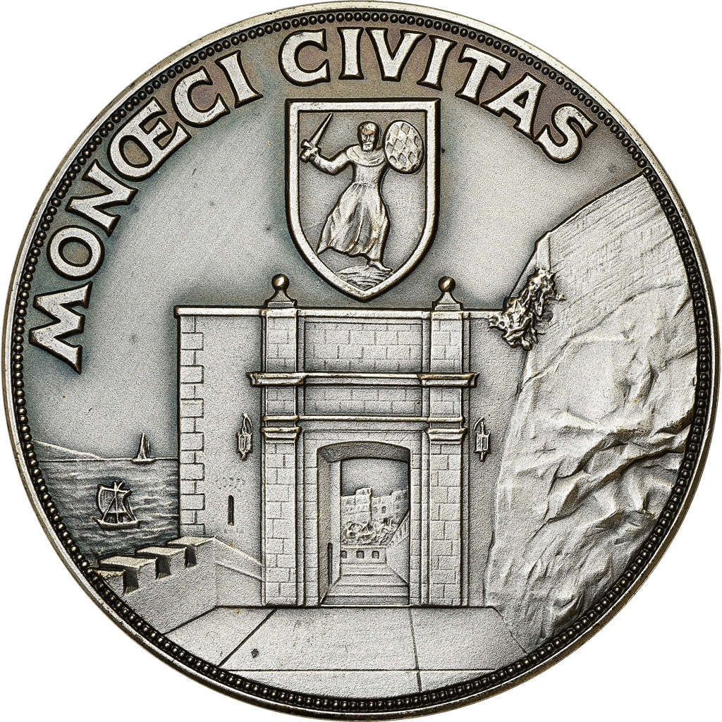 Monaco, Medal, 725ème Anniversaire de Monaco, 1987, MS(60-62), Silvered bronze