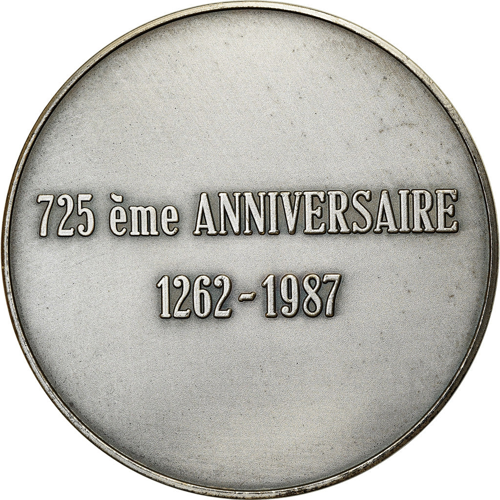 Monaco, Medal, 725ème Anniversaire de Monaco, 1987, MS(60-62), Silvered bronze