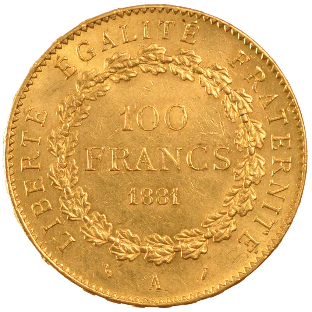 FRANCE, Génie, 100 Francs, 1881, Paris, KM #832, AU(55-58), Gold, Gadoury #1137,