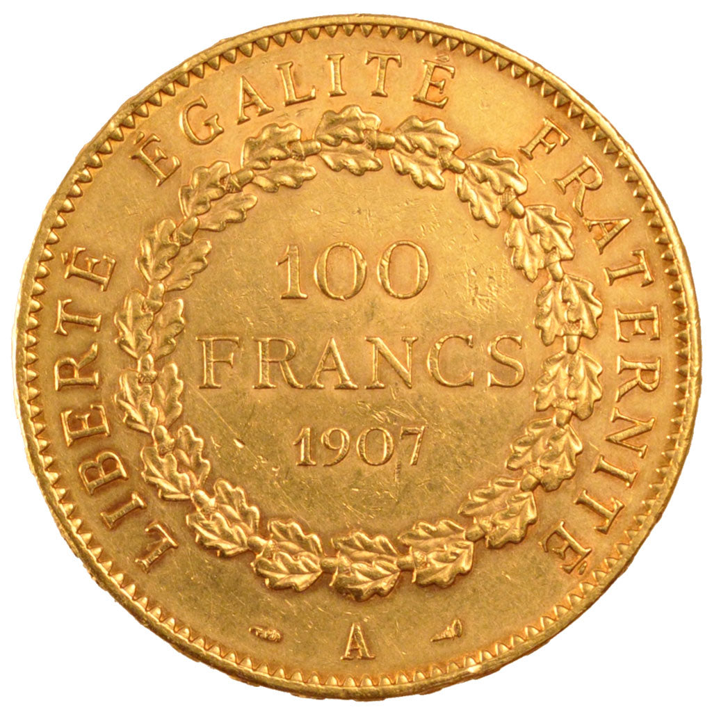 FRANCE, 100 Francs, 1907, Paris, AU(50-53), Gold, Gadoury #1137a, 32.38