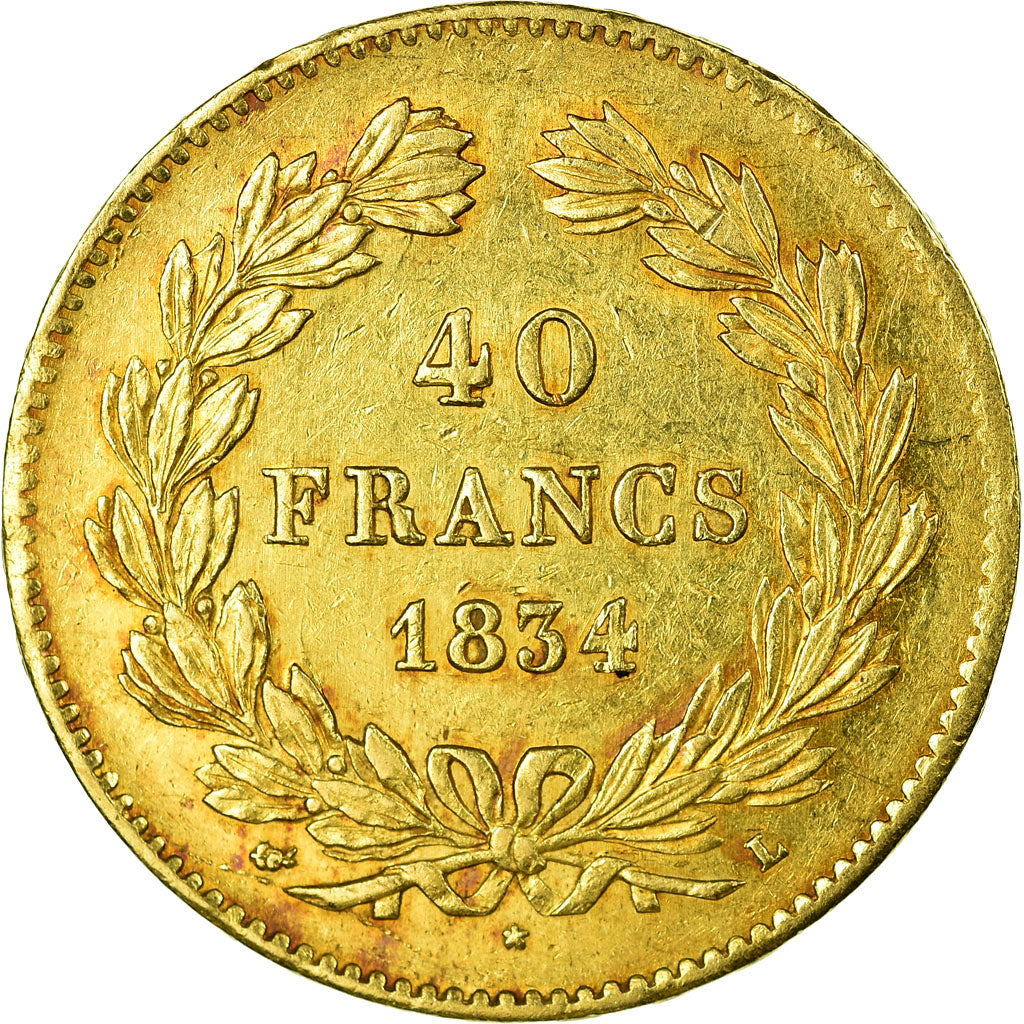 Coin, France, Louis-Philippe, 40 Francs, 1834, Bayonne, AU(55-58), Gold