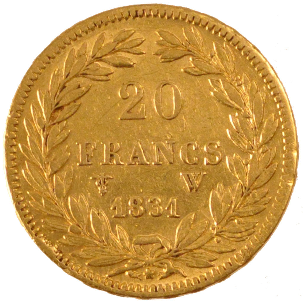 FRANCE, Louis-Philippe, 20 Francs, 1831, Lille, KM #746.4, AU(50-53), Gold,...