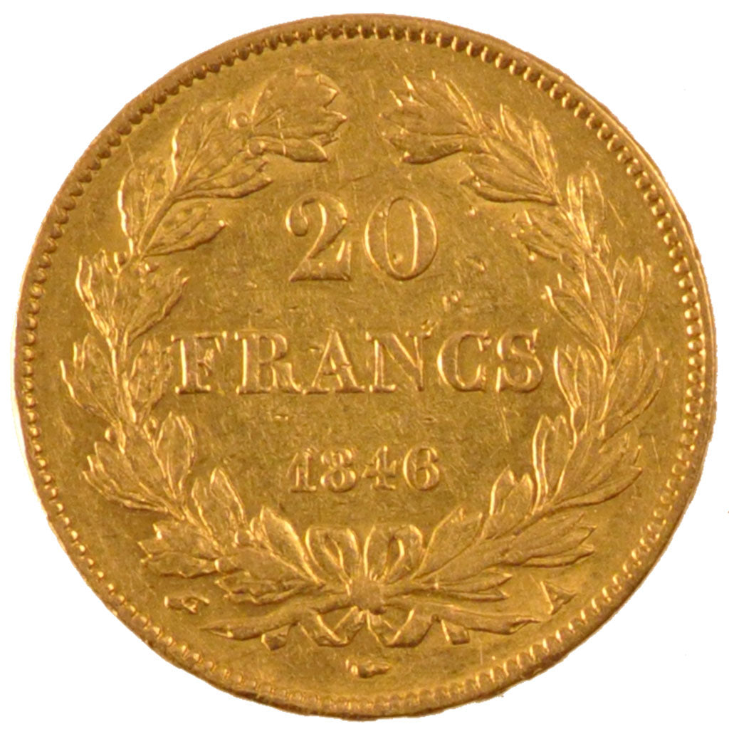 FRANCE, Louis-Philippe, 20 Francs, 1846, Paris, KM #750.1, AU(50-53), Gold,...