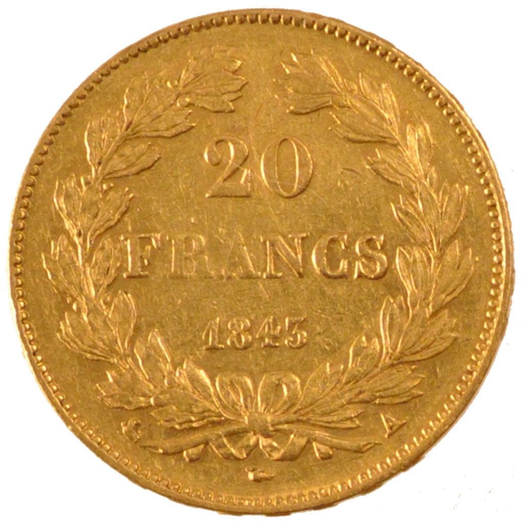 FRANCE, Louis-Philippe, 20 Francs, 1843, Paris, KM #750.1, AU(50-53), Gold,...