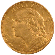SWITZERLAND, 10 Francs, 1912, Bern, KM #36, AU(55-58), Gold, 3.24