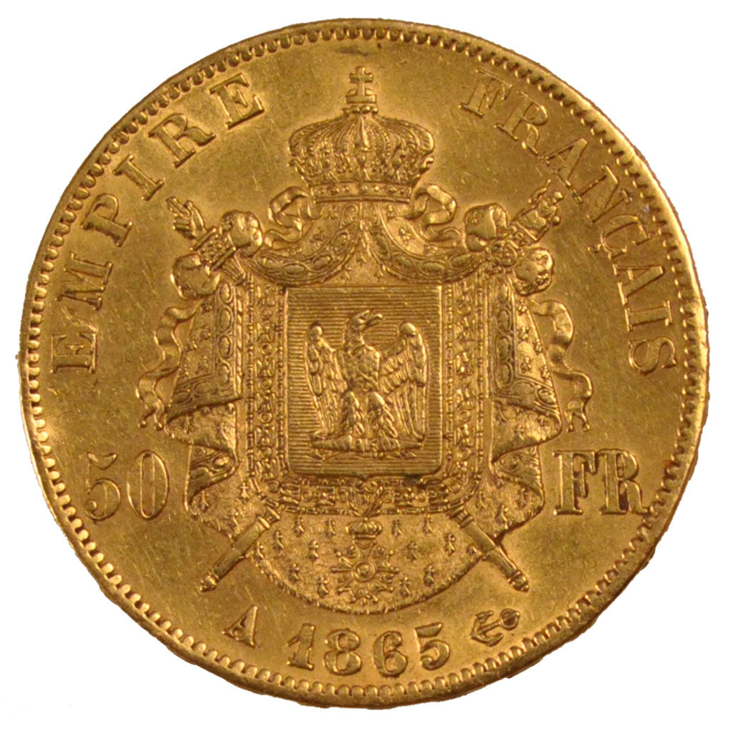 FRANCE, Napoléon III, 50 Francs, 1865, Paris, KM #804.1, EF(40-45), Gold, Gadour