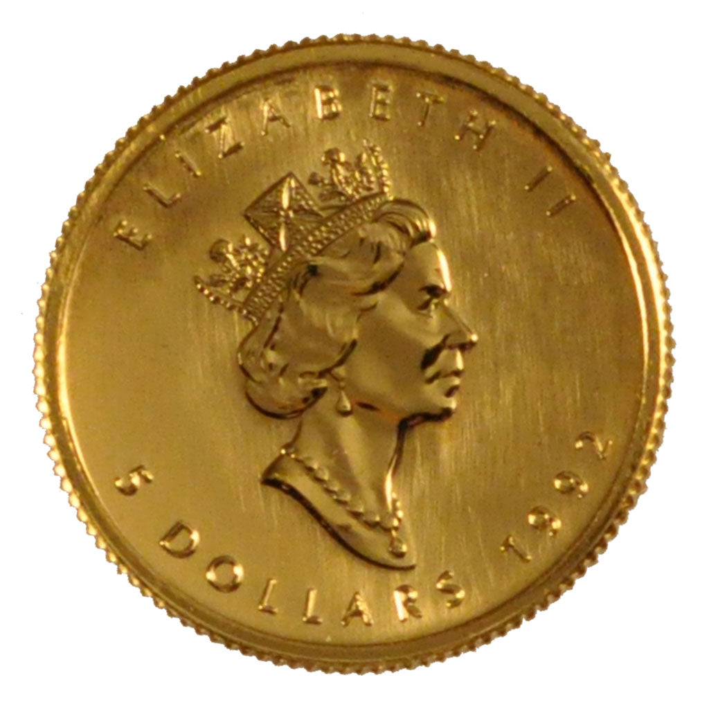 CANADA, 5 Dollars, 1992, Royal Canadian Mint, KM #188, MS(63), Gold, 3.10