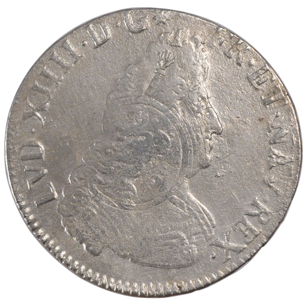 FRANCE, Ecu, 1704, Reims, VF(20-25), Silver, Gadoury #224, 26.38