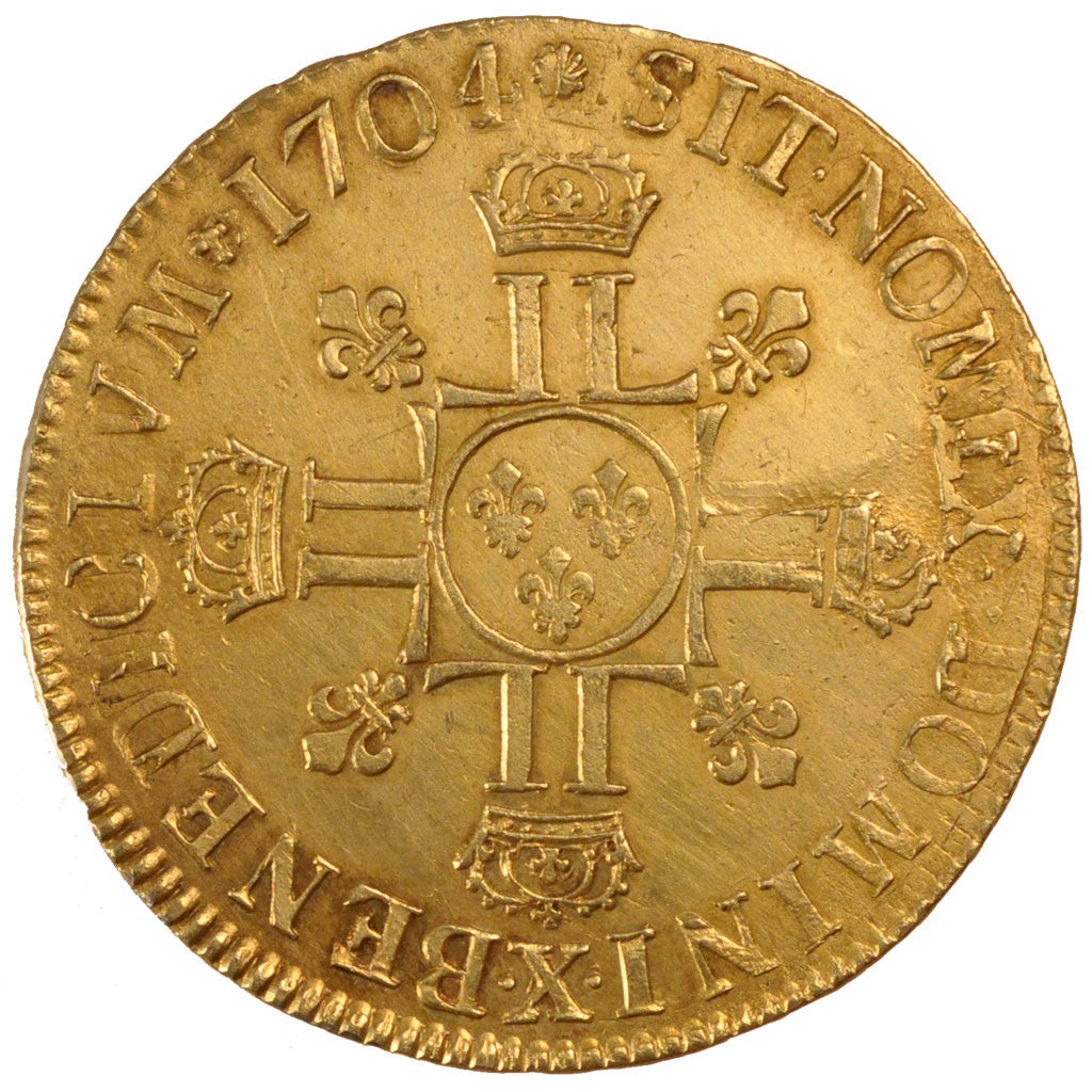 Coin, France, Louis XIV, Écu aux 8 L 2e type, Ecu, 1704, Amiens, AU(50-53)