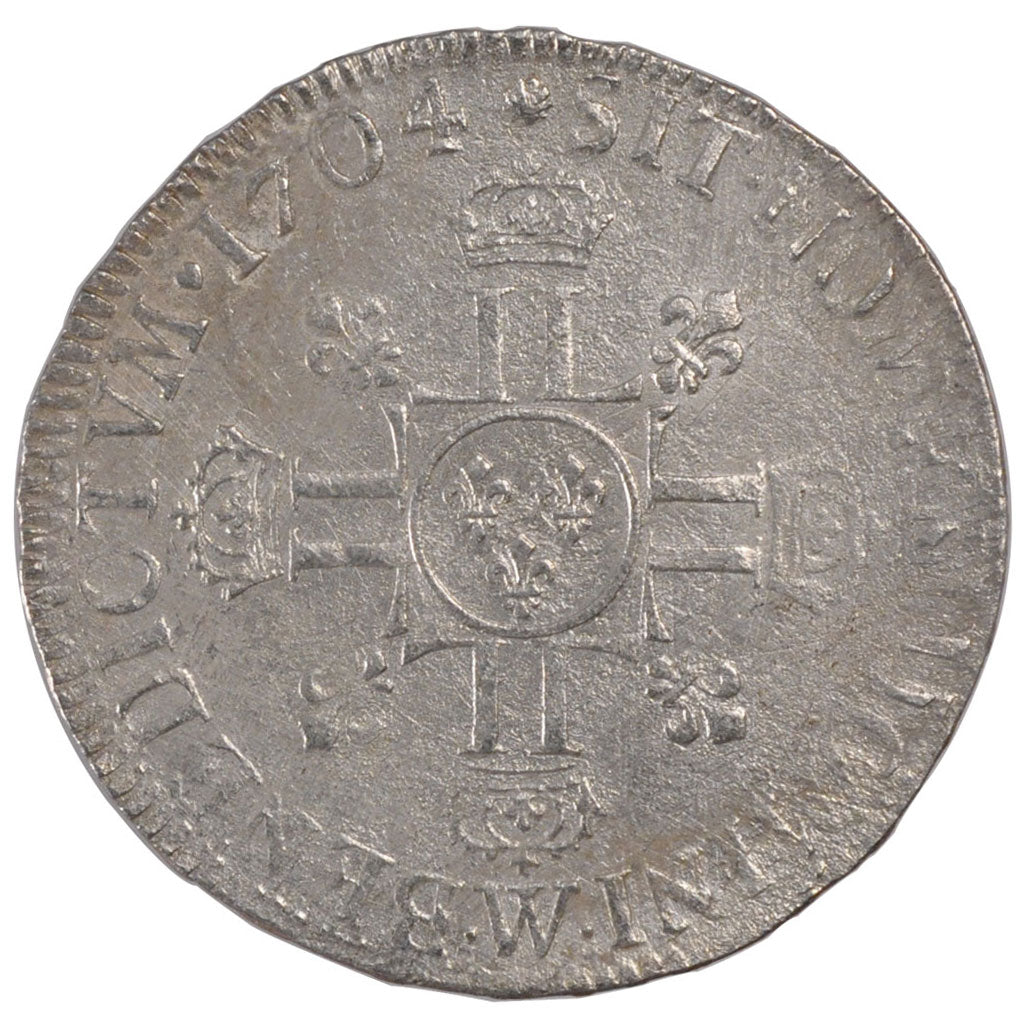 FRANCE, Écu aux 8 L 2e type, ECU, 1704, Lille, KM #360.20, VF(20-25), Silver, ..
