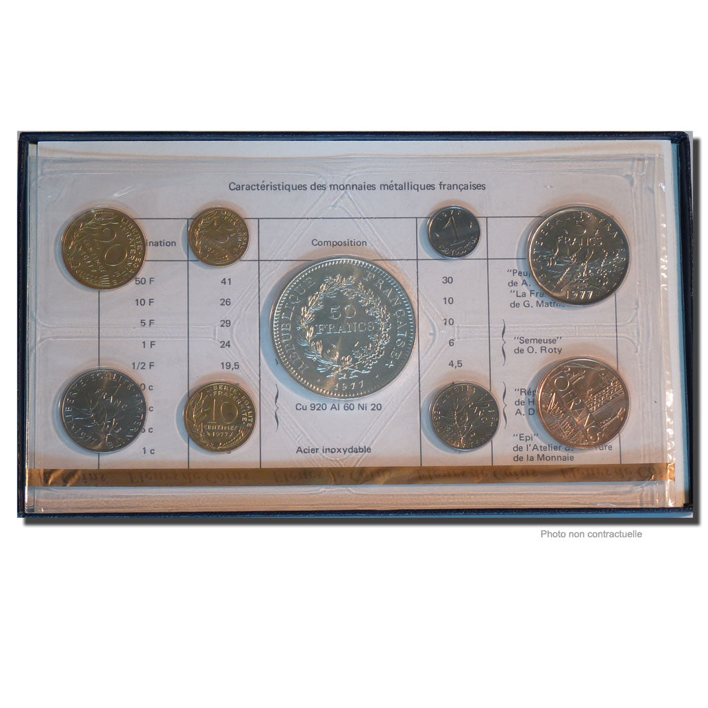 Coin, France, Set, 1977, Paris, MS(65-70), Gadoury:page 287