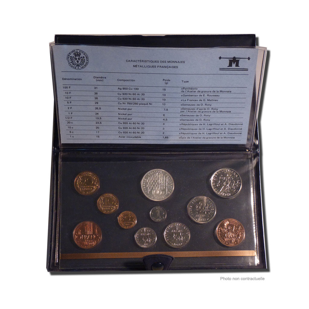 Coin, France, Set, 1982, Paris, MS(65-70), Gadoury:page 287