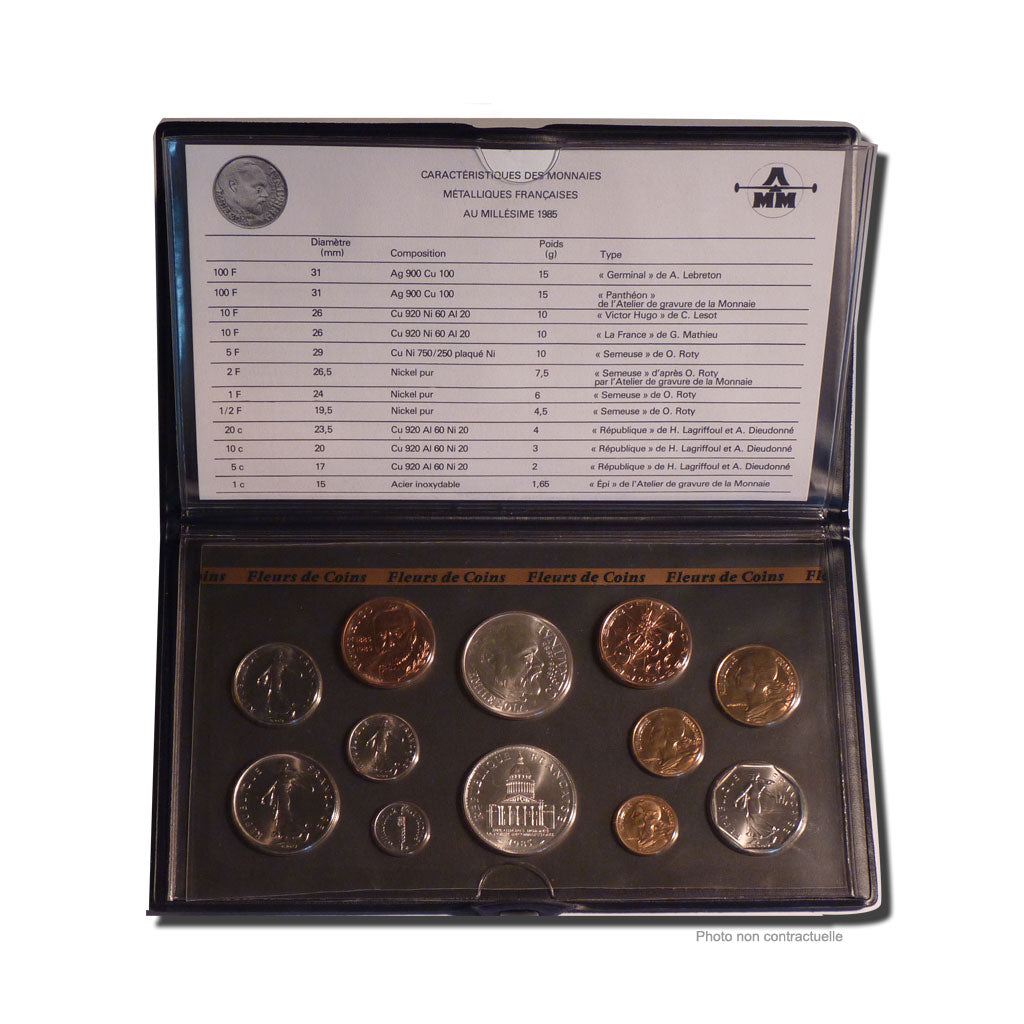 Coin, France, Set, 1985, Paris, MS(65-70), Gadoury:page 287