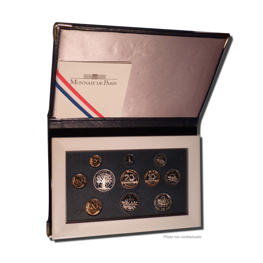 Coin, France, Proof Set Franc, 1996, Paris, MS(65-70), Gadoury:page 288