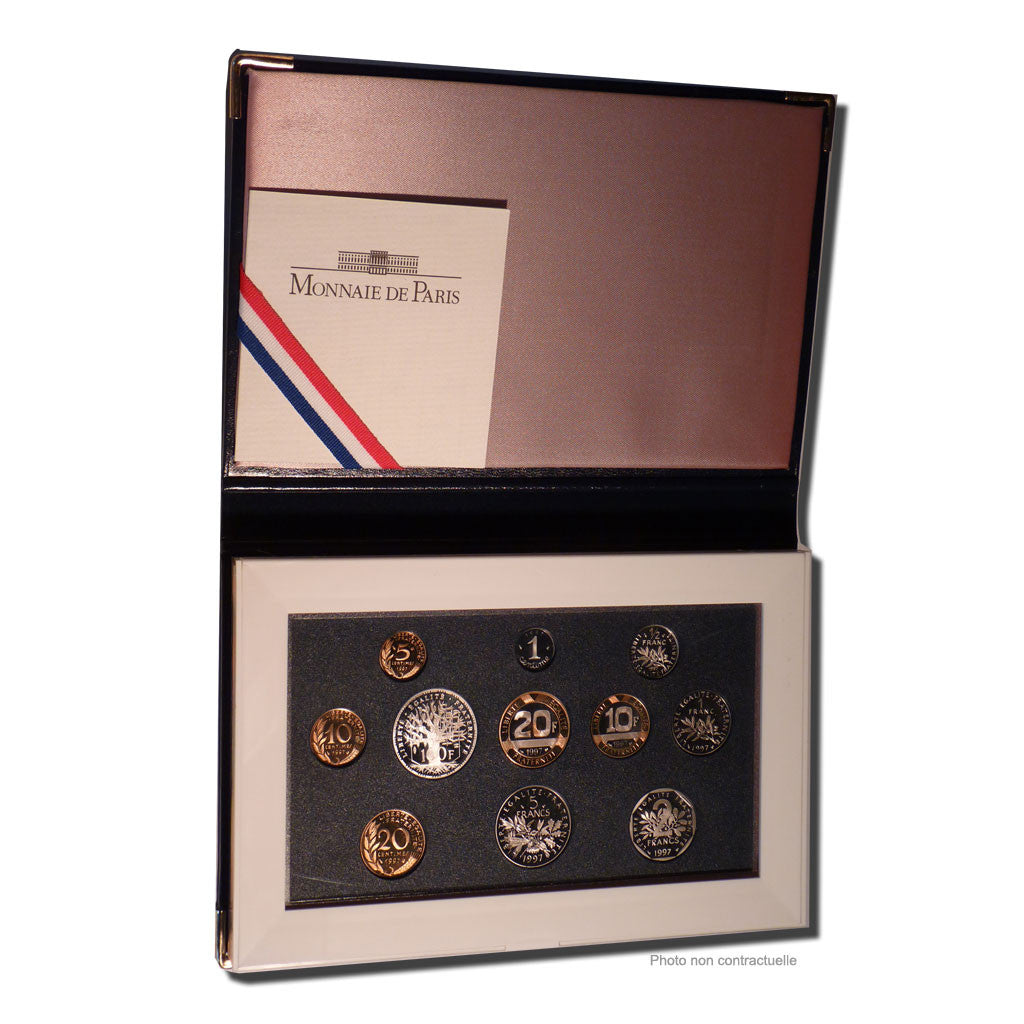France, Coffret 1 c. à 100 frs., 1997, Monnaie de Paris, BE, FDC
