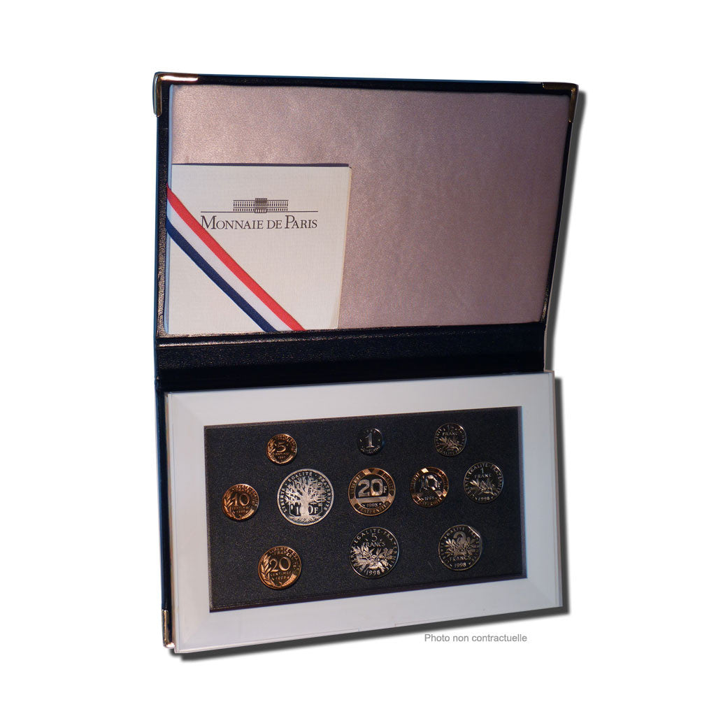 Coin, France, Proof Set Franc, 1998, Paris, MS(65-70), Gadoury:page 288