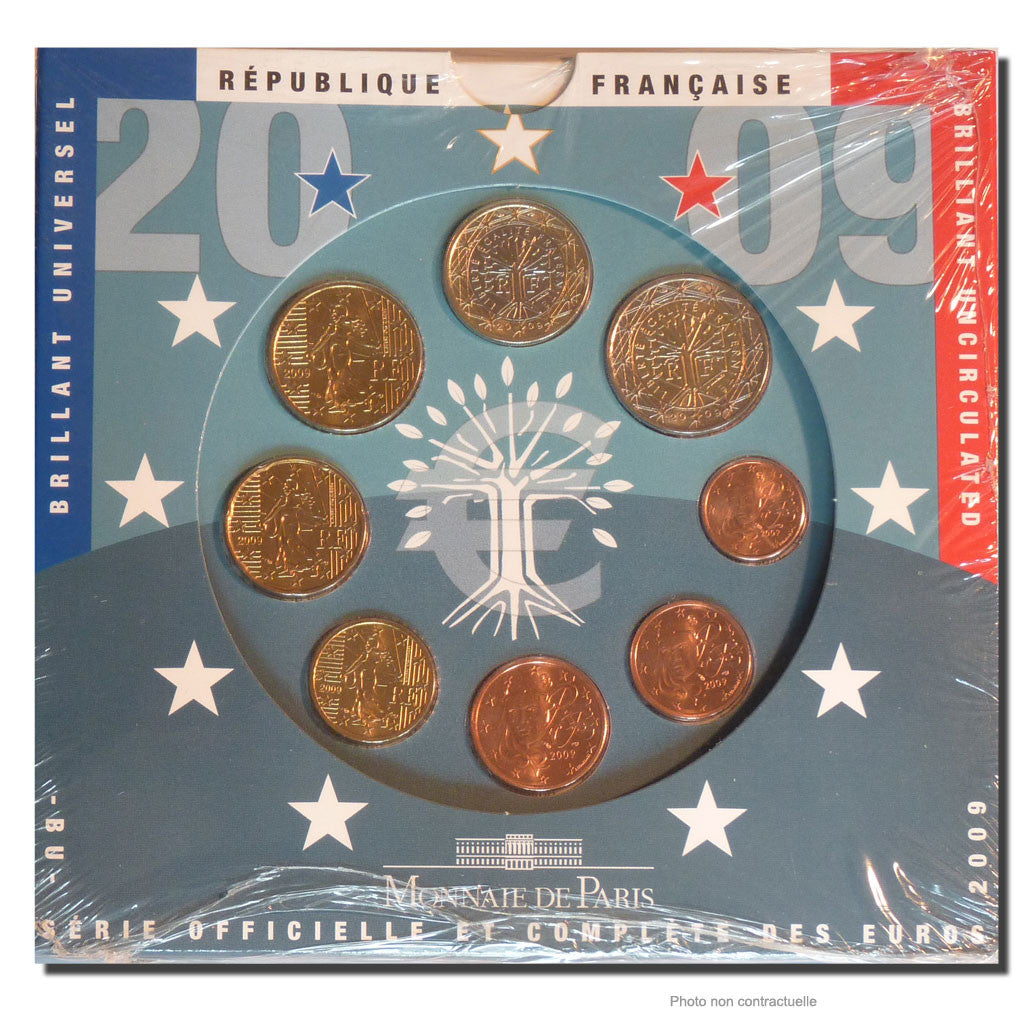 FRANCE, Proof Set Euro, 2009, MS(63), Gadoury #page 338, 100.00
