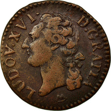 Monnaie, France, Louis XVI, 1/2 Sol ou 1/2 sou, 1/2 Sol, 1790, Montpellier, TTB