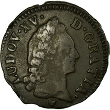 Moneda, Francia, Louis XV, Demi sol d'Aix, 1/2 Sol, 1767, Aix, MBC, Cobre