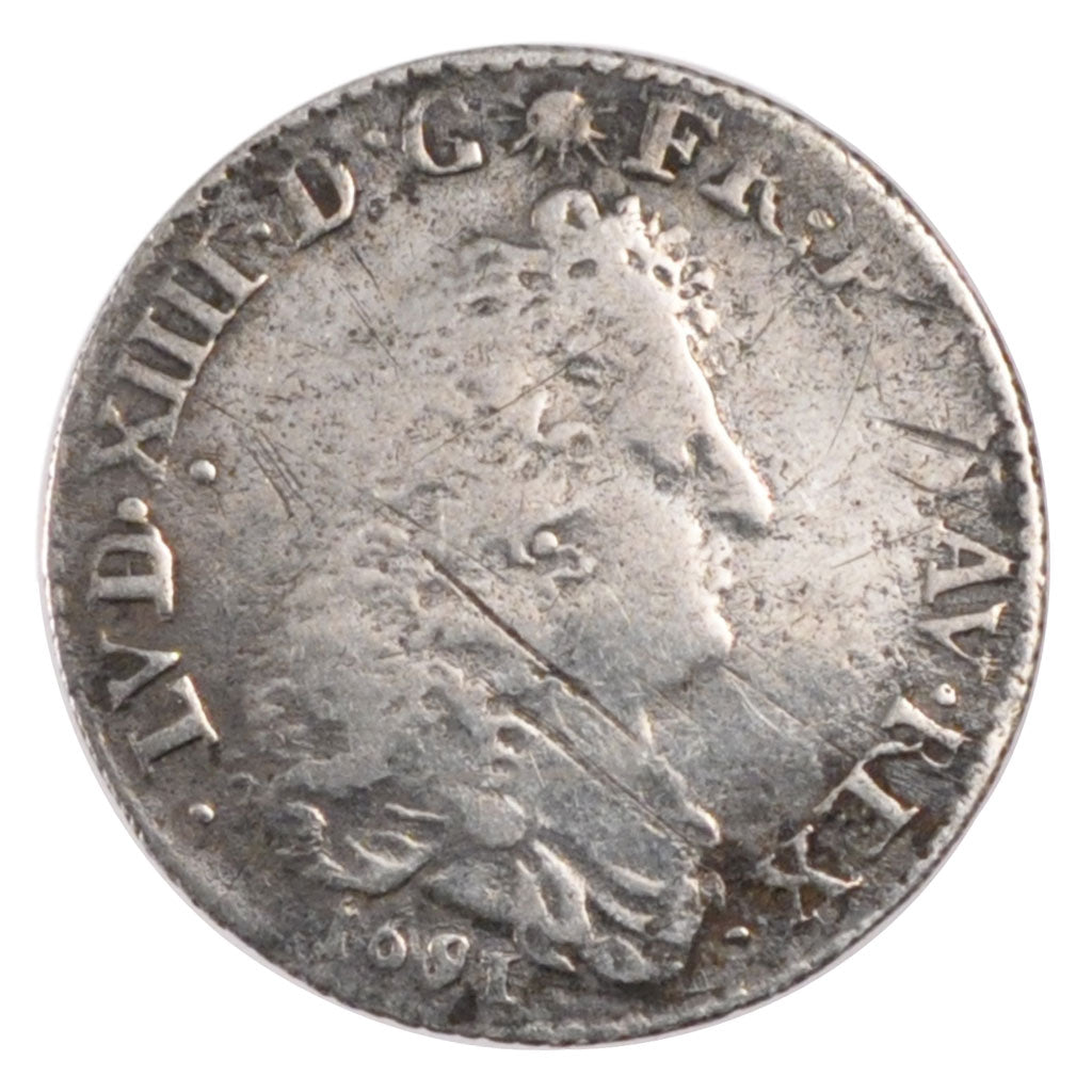 FRANCE, 1/12 Écu aux 8 L, portrait spécifique à Lille, 1/12 ECU, 10 Sols, 1691,