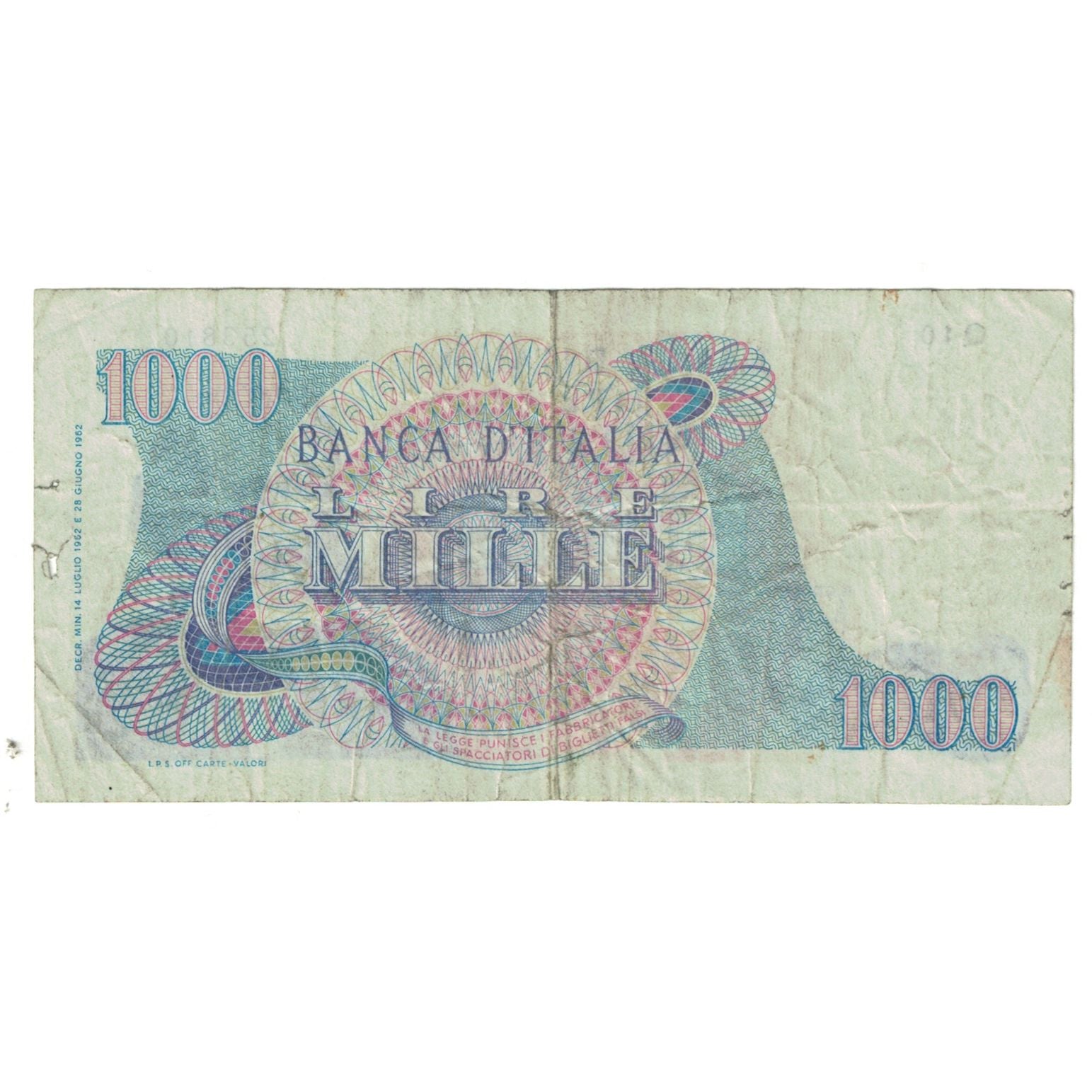 Banconote, Italia, 1000 Lire, 1962, 1963-07-15, KM:96b, MB