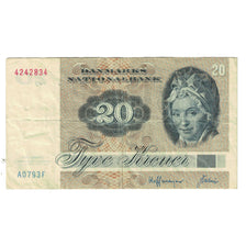Nota, Dinamarca, 20 Kroner, 1972, KM:49a, EF(40-45)