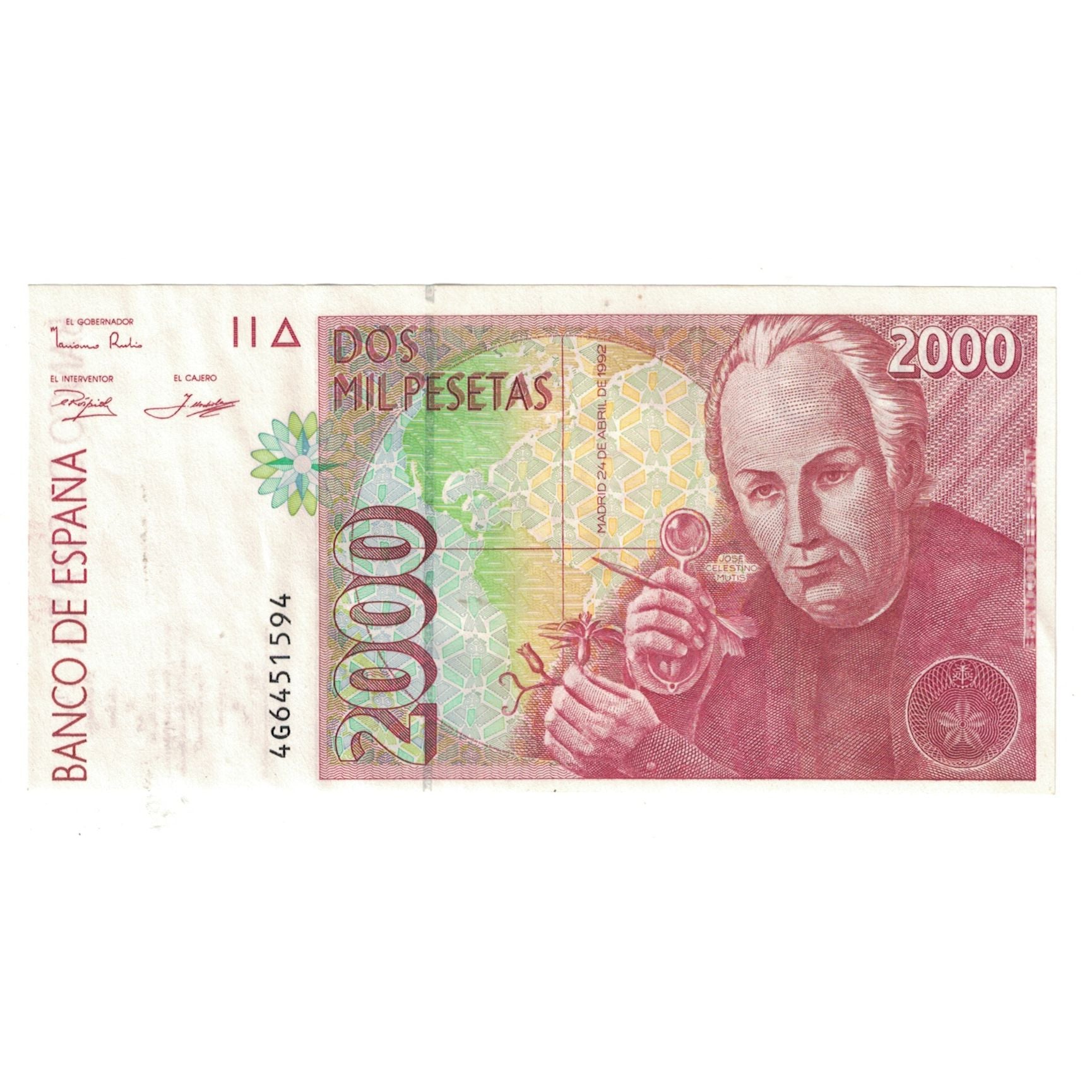 Nota, Espanha, 2000 Pesetas, KM:162, AU(55-58)