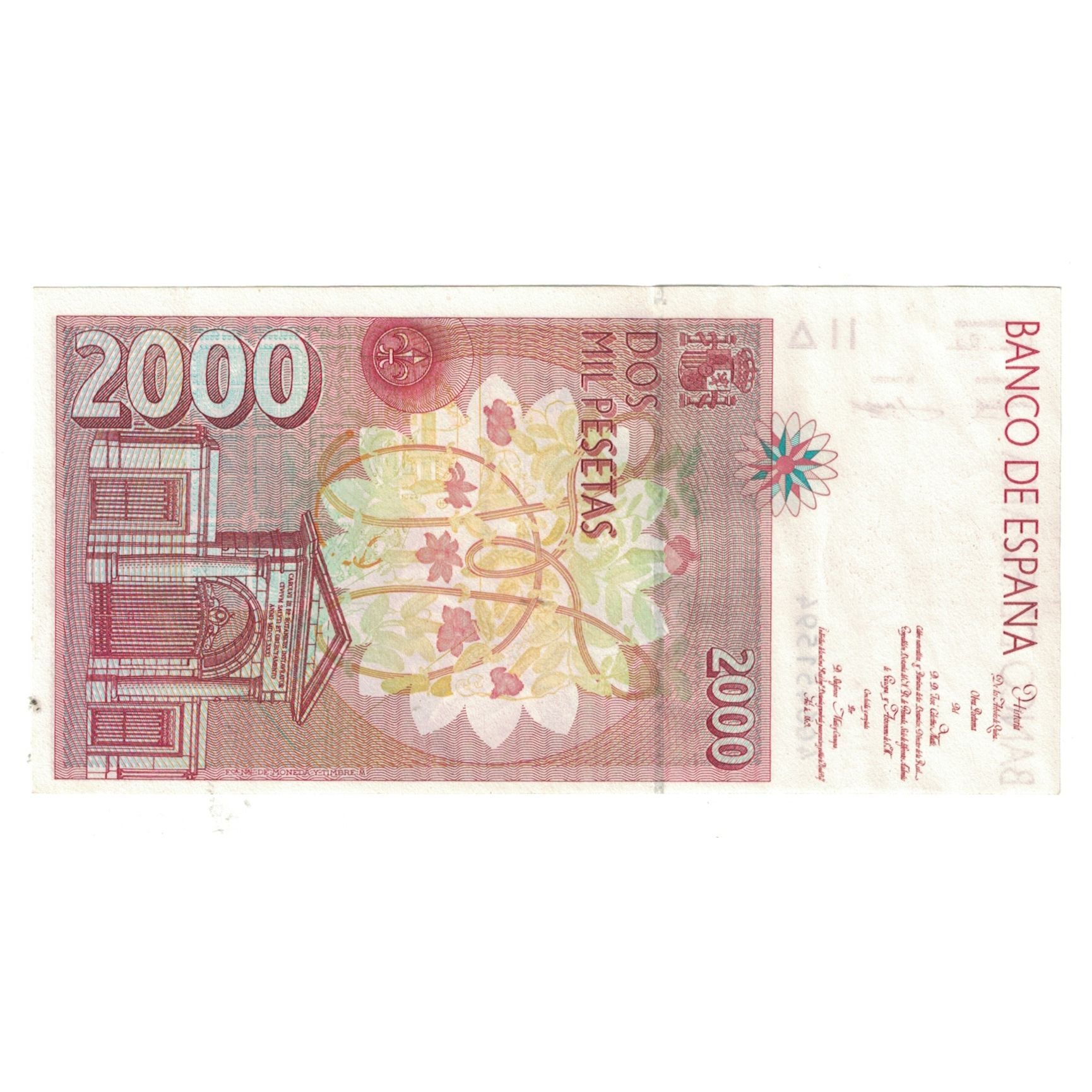 Nota, Espanha, 2000 Pesetas, KM:162, AU(55-58)