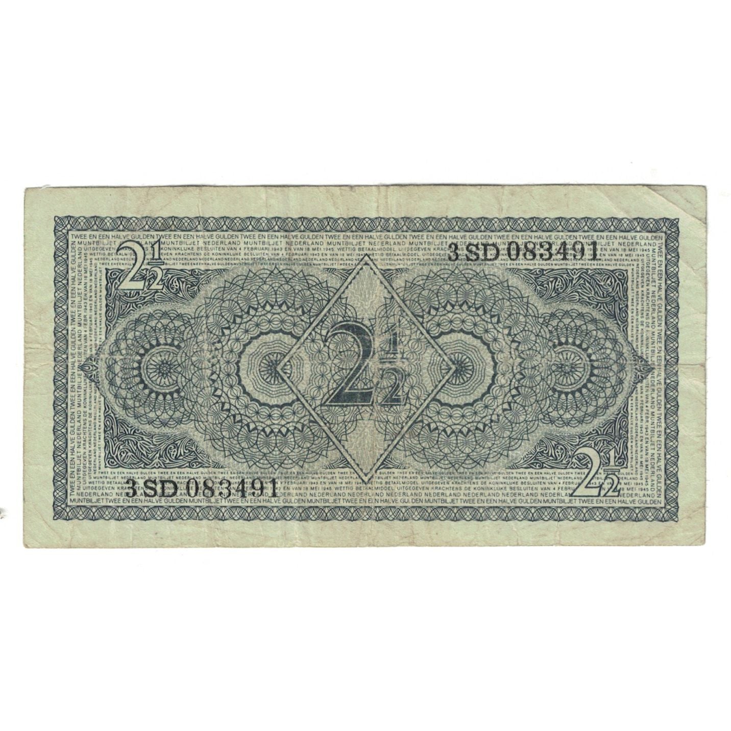 Banknote, Netherlands, 2 1/2 Gulden, 1949, 1949-08-08, KM:73, EF(40-45)