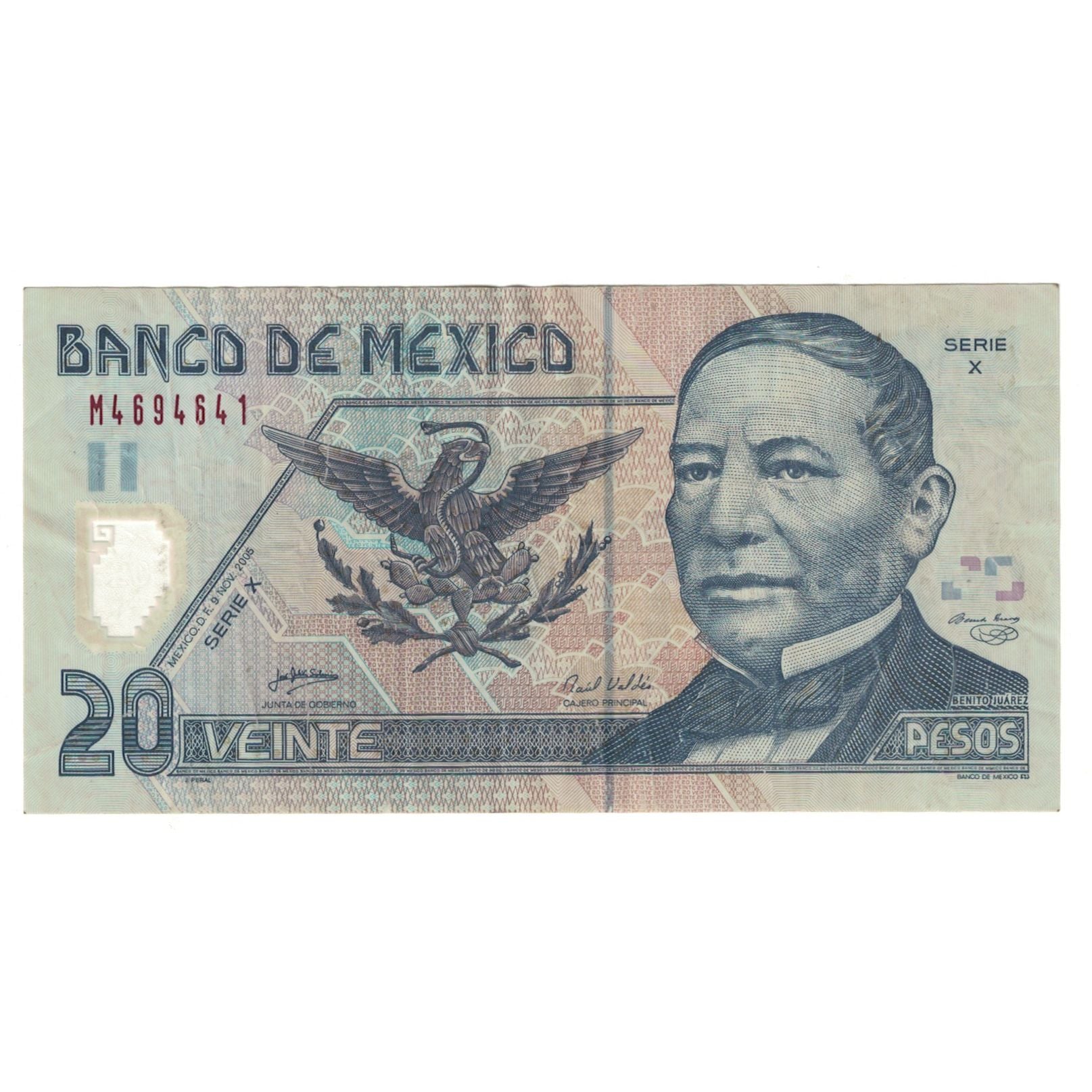 Banknote, Mexico, 20 Pesos, 2005, 2005-11-09, KM:116d, VF(20-25)