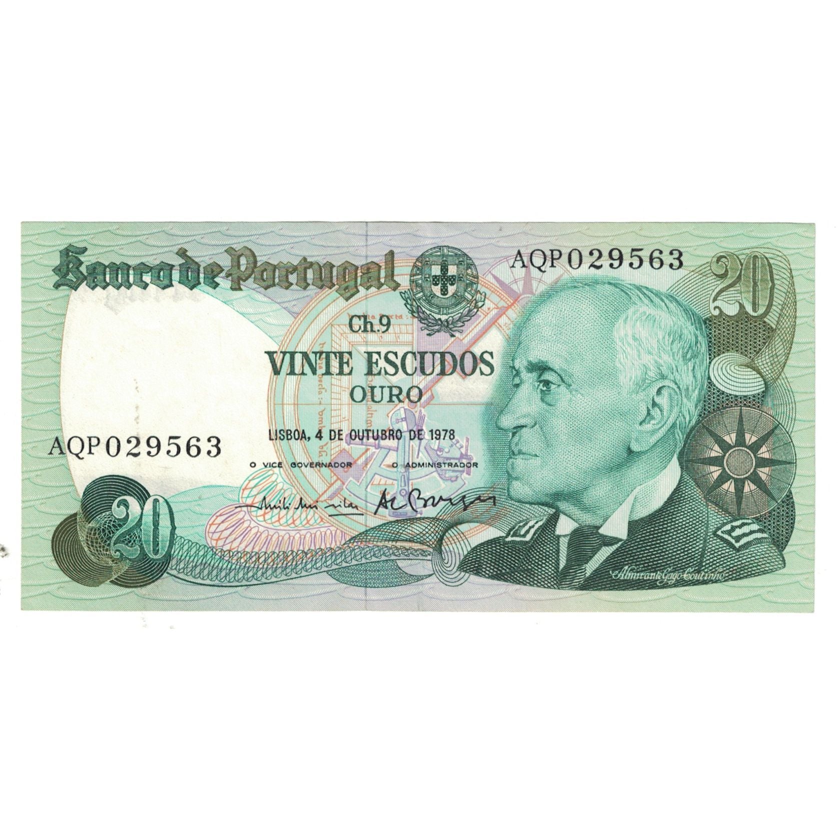Banknote, Portugal, 20 Escudos, 1978, 1978-10-04, KM:176a, UNC(65-70)