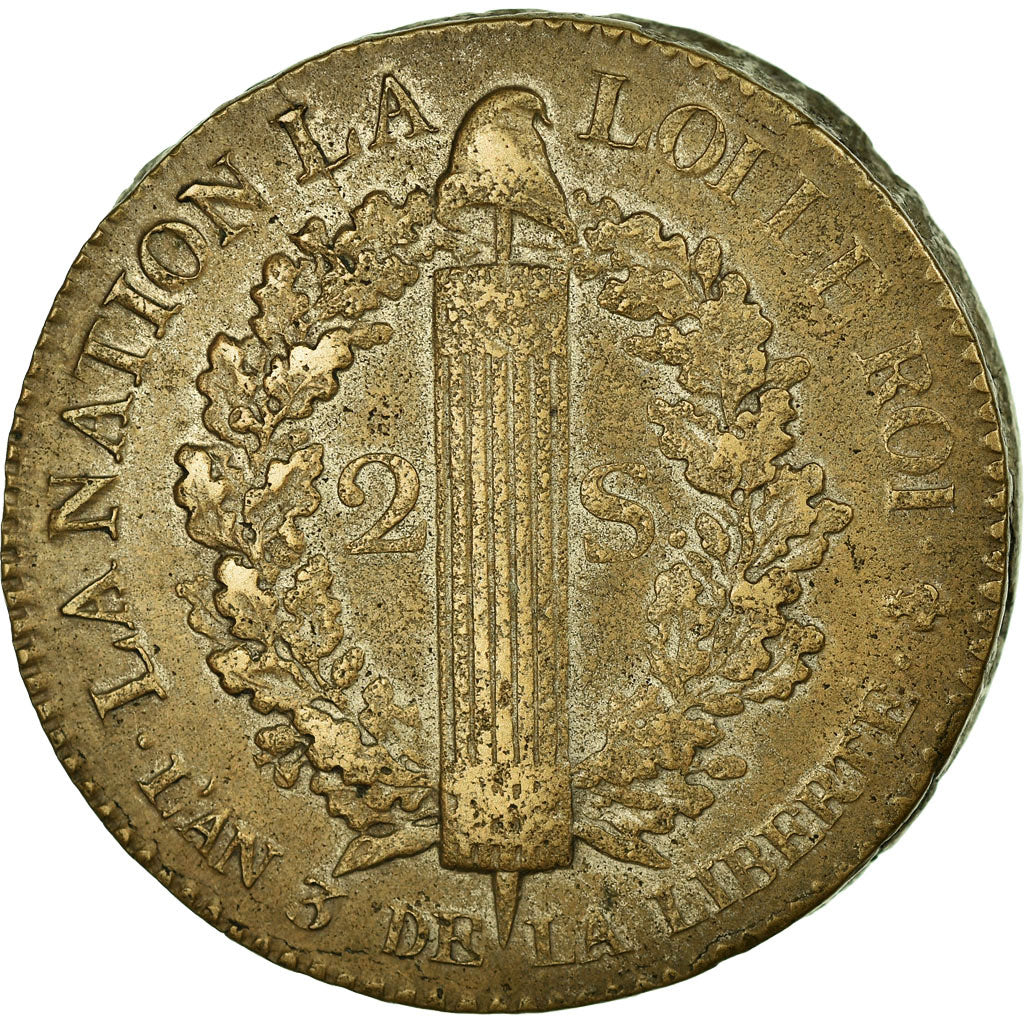 Coin, France, 2 sols françois, 2 Sols, 1791, Paris, EF(40-45), Bronze