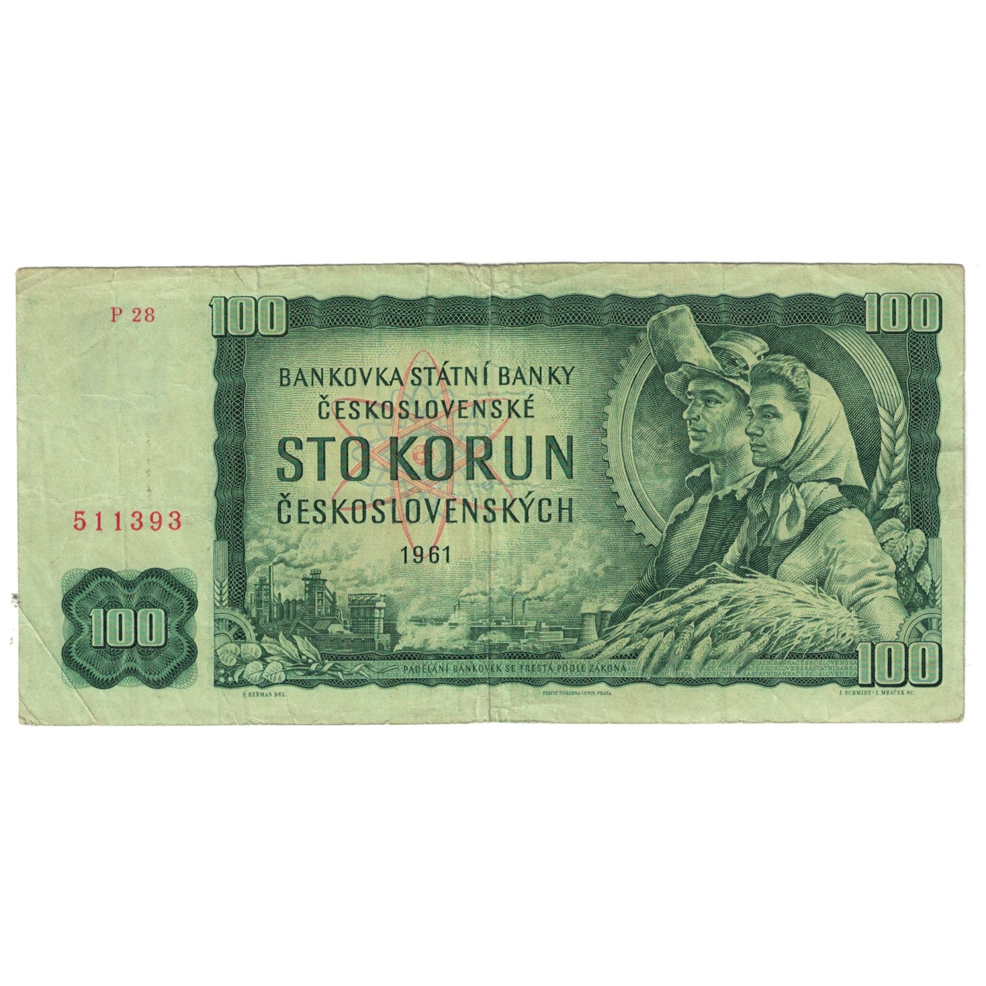Banknote, Czechoslovakia, 100 Korun, 1961, KM:91b, VF(20-25)