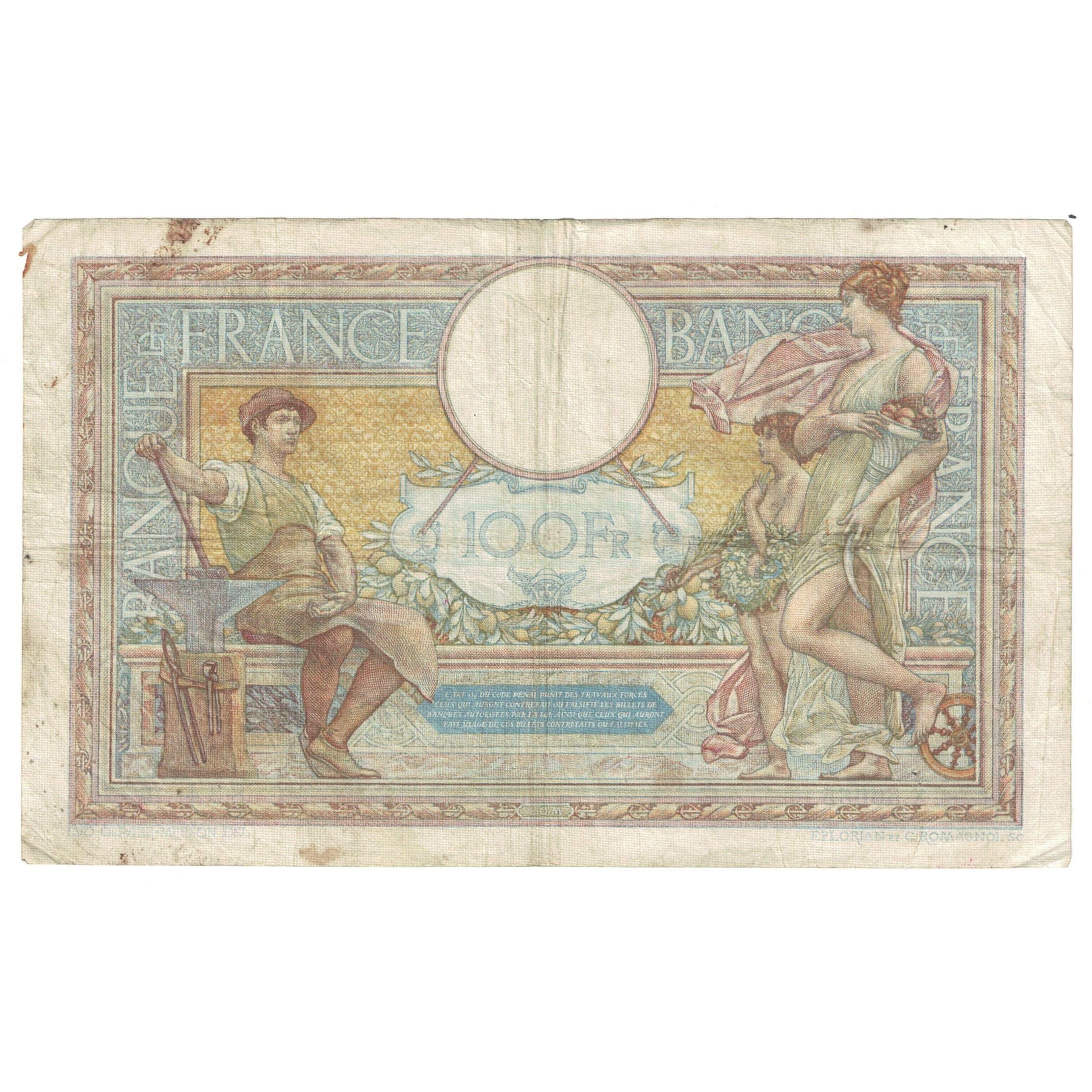France, 100 Francs, Luc Olivier Merson, 1937, X.56635, VF(20-25)