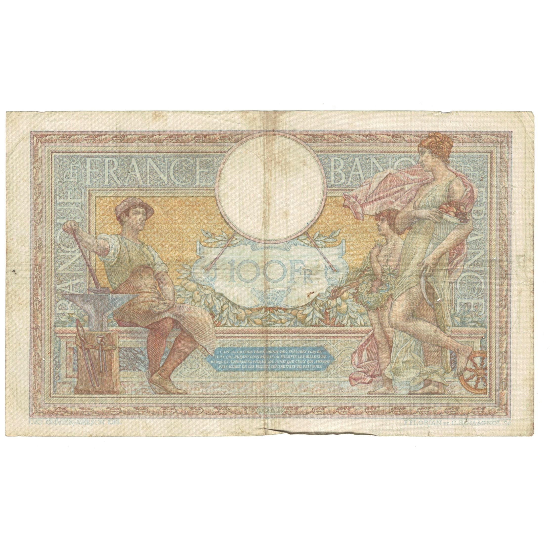 France, 100 Francs, Luc Olivier Merson, 1938, V.58171, TB, Fayette:25.13, KM:86b