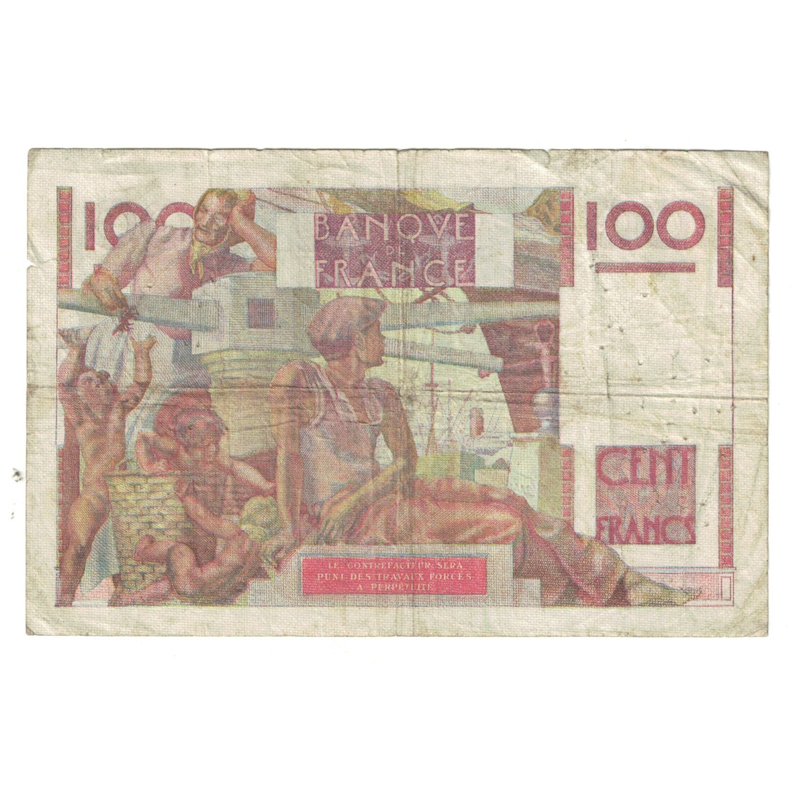 França, 100 Francs, Jeune Paysan, 1946, E.154, VF(20-25), Fayette:28.11