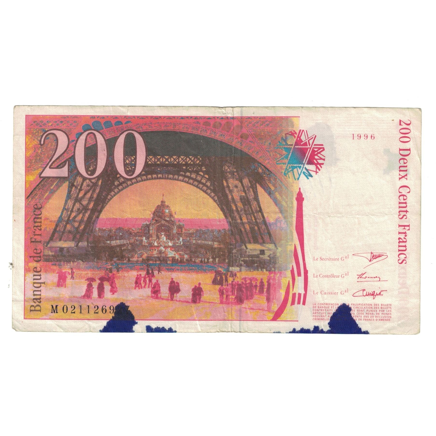 Francia, 200 Francs, Eiffel, 1996, M021126927, BC, Fayette:F75.03, KM:159a
