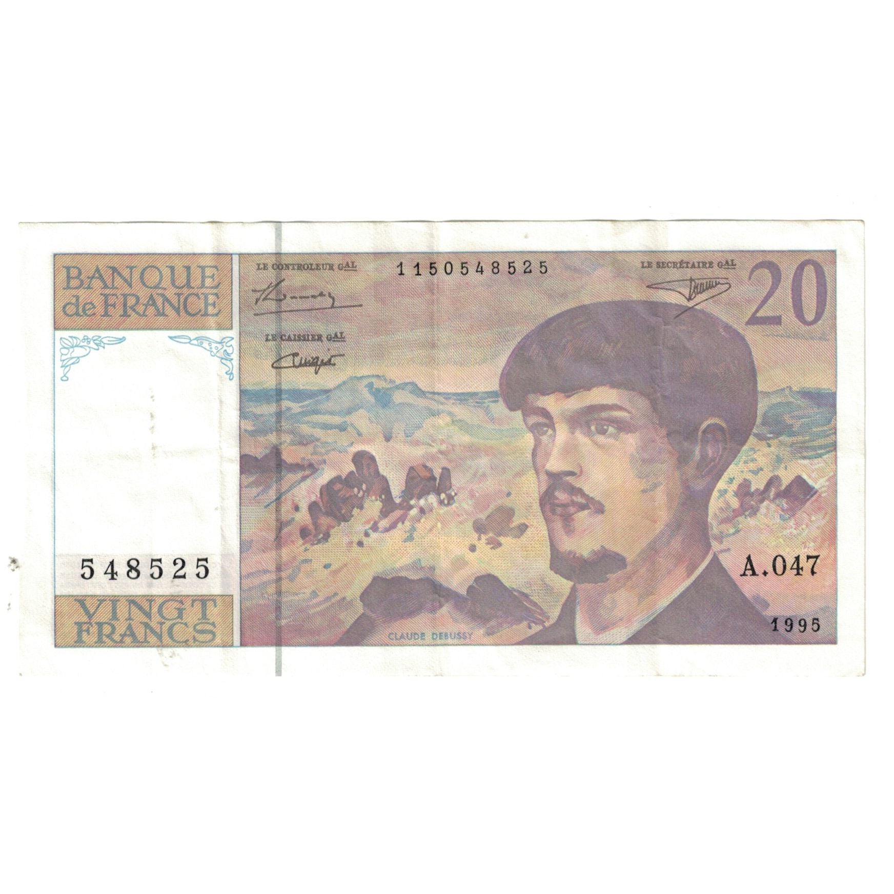 Frankreich, 20 Francs, Debussy, 1995, A.47, VZ, Fayette:F66TER.01.147, KM:151h
