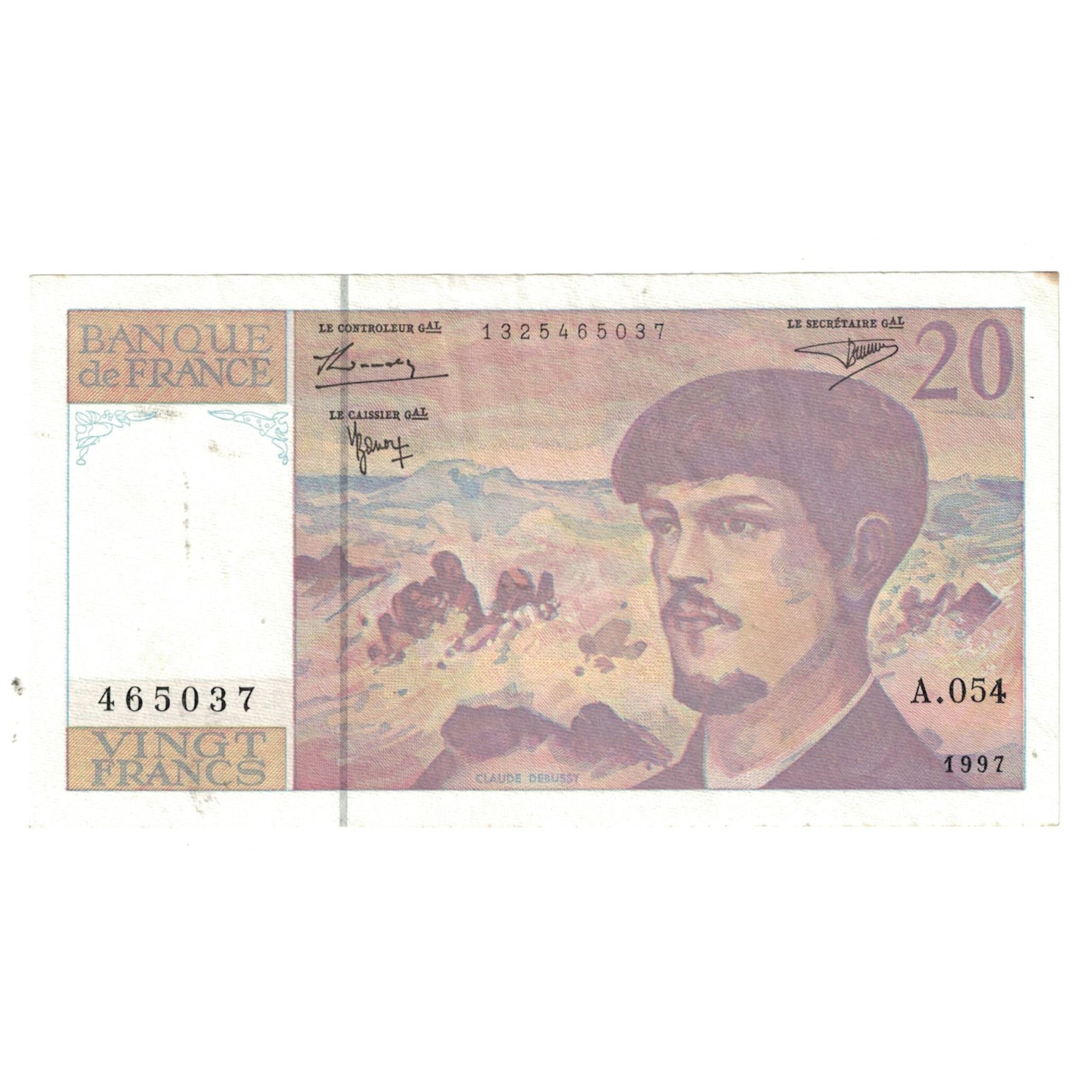 Francia, 20 Francs, Debussy, 1997, A.054, MBC, Fayette:66ter02a53, KM:151i
