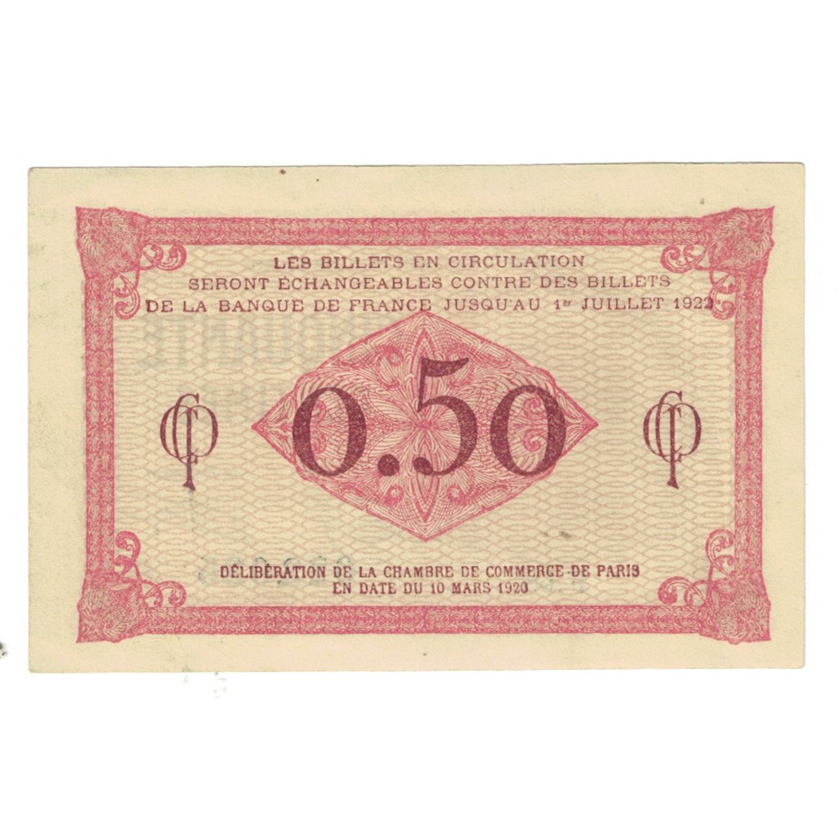 France, Paris, 50 Centimes, 1920, Chambre de Commerce, EF(40-45), Pirot:97-10