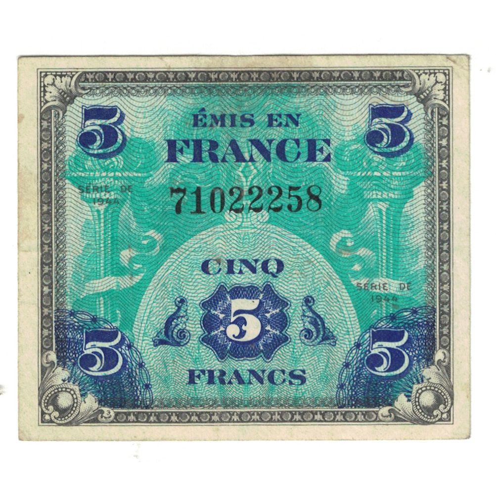 Frankreich, 5 Francs, Flag/France, 1944, 71022258, SS, Fayette:VF17.3, KM:115a