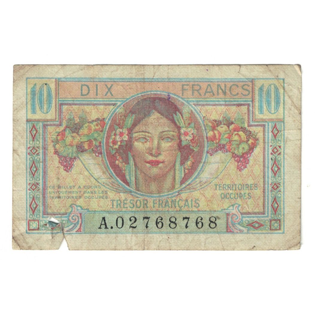 Francia, 10 Francs, 1947 French Treasury, 1947, A.02768768, B, Fayette:VF30.1
