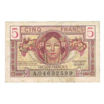Francja, 5 Francs, 1947 French Treasury, 1947, A.04632599, VF(30-35)