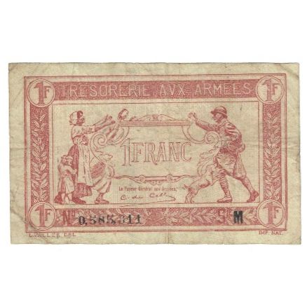 Frankrijk, 1 Franc, 1917-1919 Army Treasury, TB, Fayette:VF03.04, KM:M2