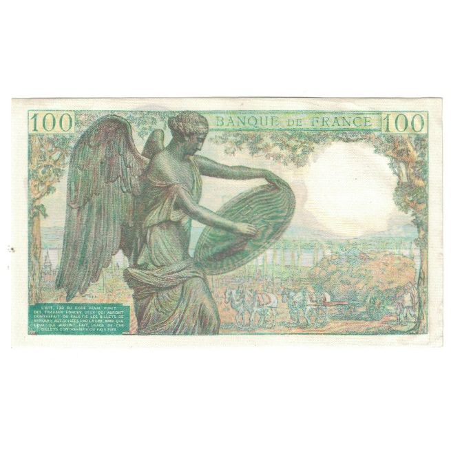 France, 100 Francs, Descartes, 1944, K.117 75295, AU(55-58), Fayette:27.8