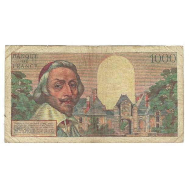 Francia, 1000 Francs, Richelieu, 1955, J.177 98638, MB, Fayette:42.15, KM:134a