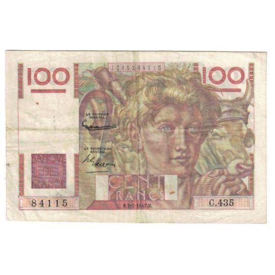 Frankreich, 100 Francs, Jeune Paysan, 1952, C.435 84115, SS, Fayette:28.31